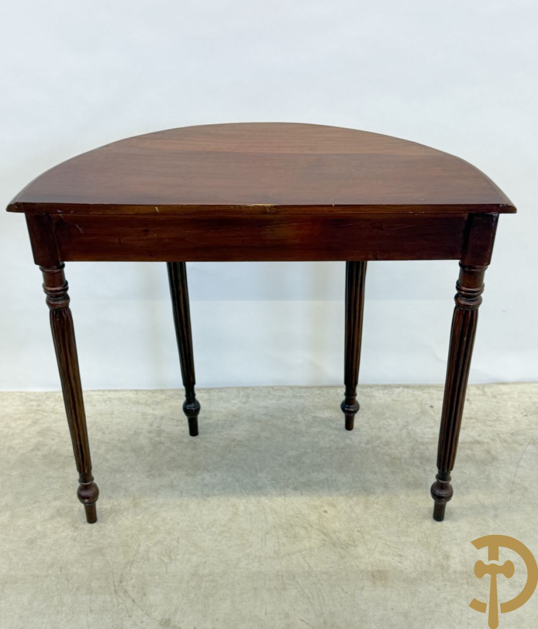 Notelaren halve maan console met lade