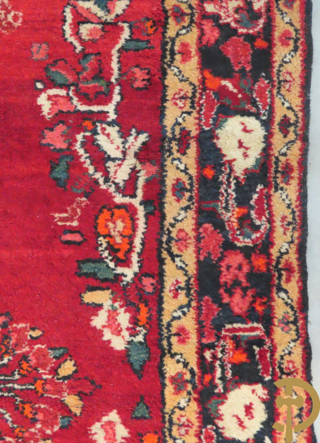 Oosters handgeknoopt tapijt Hamadan met rode fond