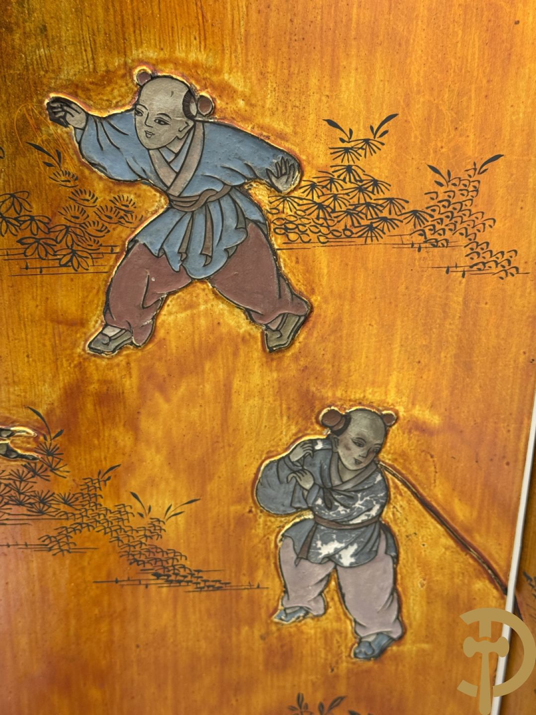 Vierdelige Chinese paravan met landschapsdecor