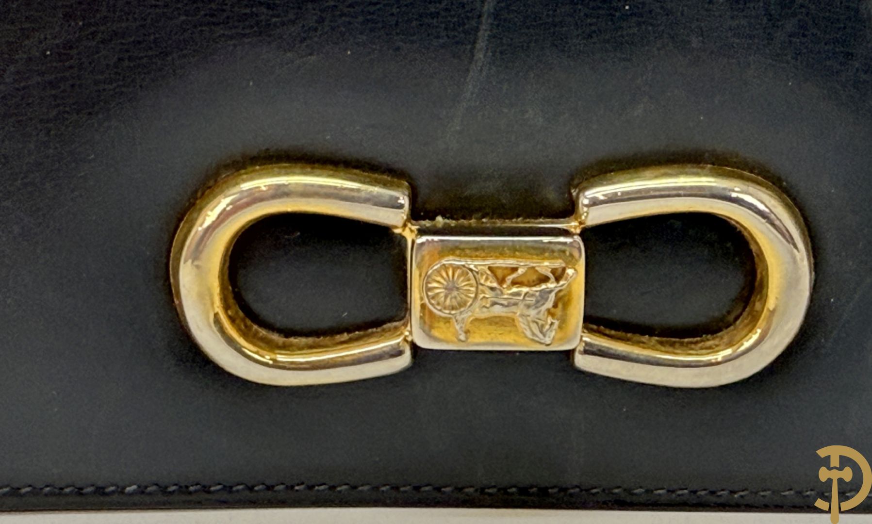 Blauw lederen vintage handtas van Celine