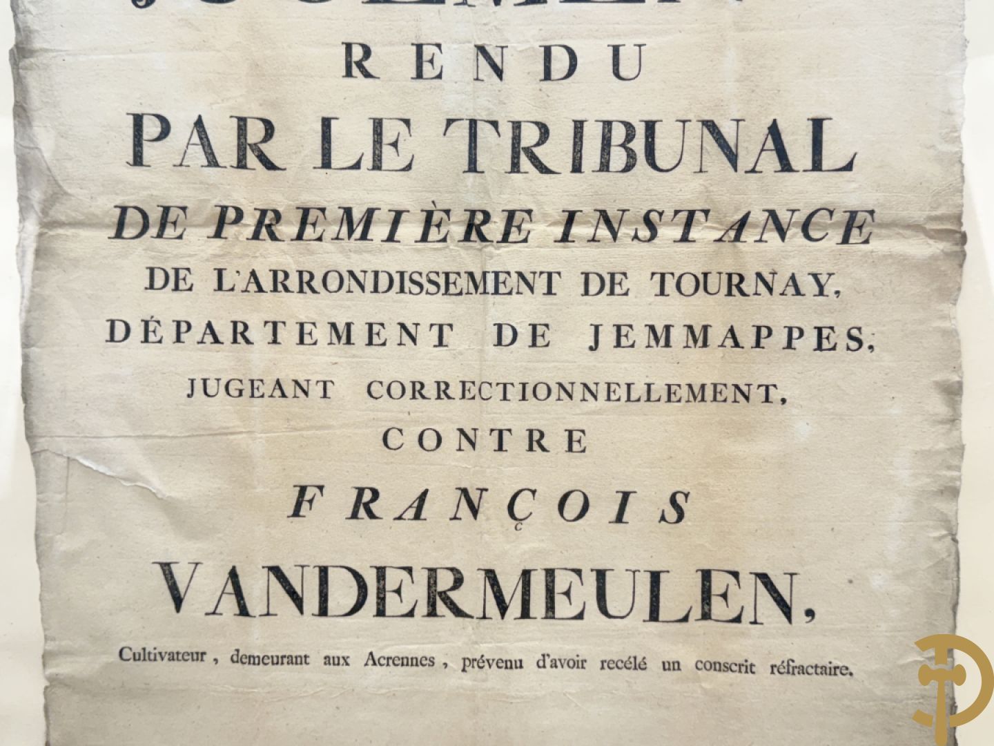 Antiek document uit de Empire periode 