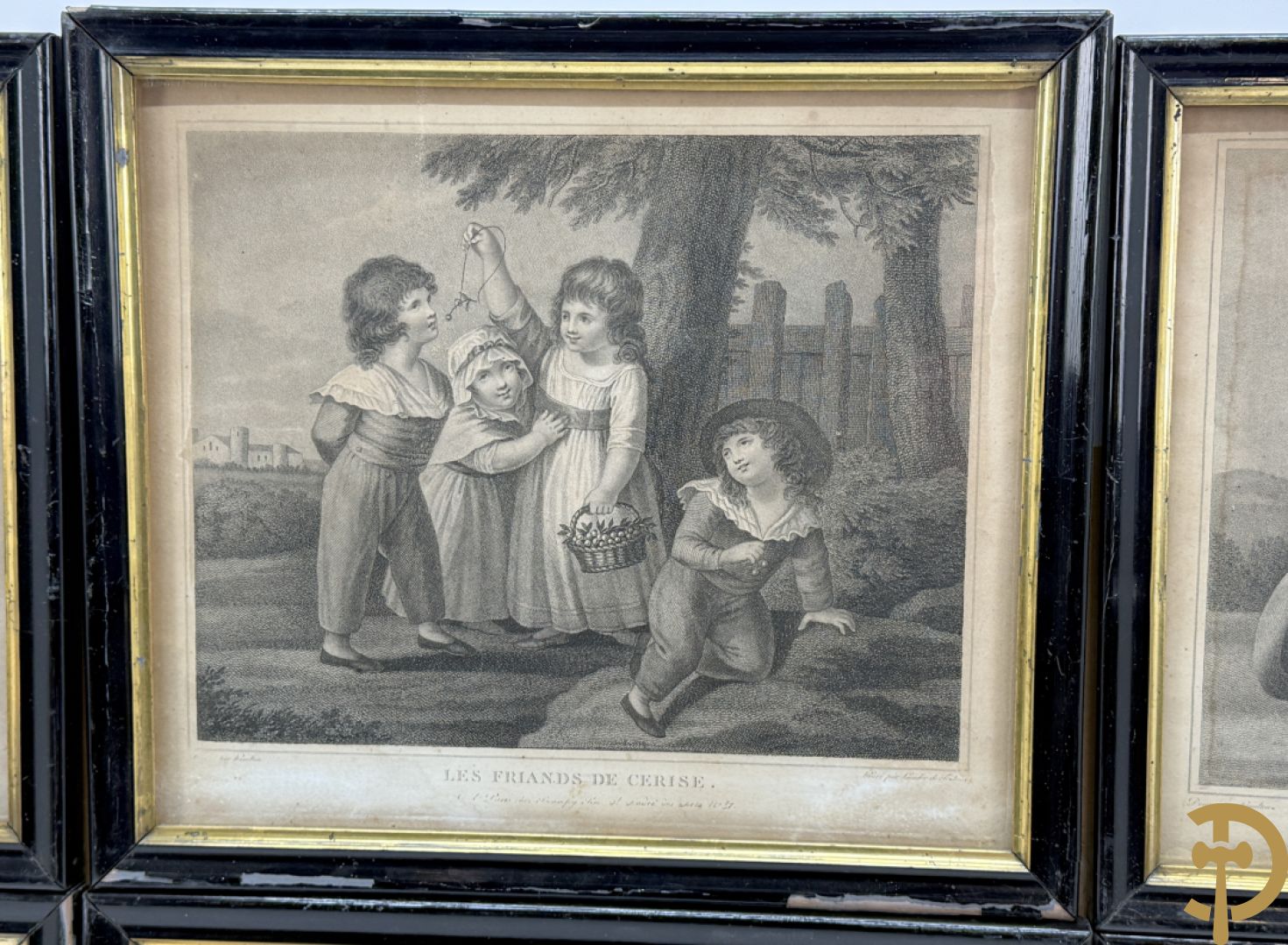 Zes oude gravures met kinderthema