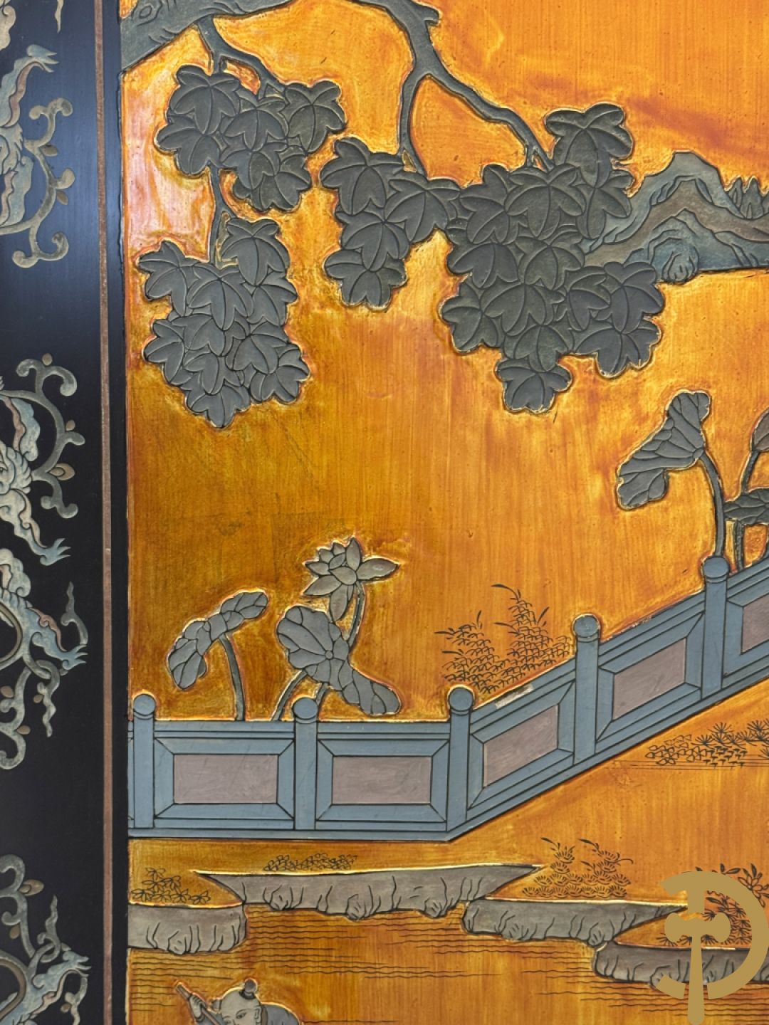 Vierdelige Chinese paravan met landschapsdecor