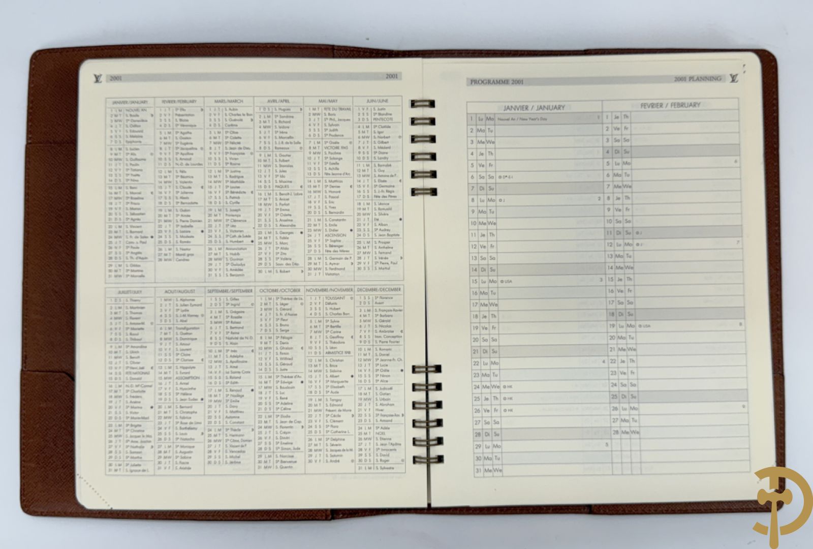 Grote en kleine toiletzak Louis Vuitton + agenda 2001  + portefeuille + tag + paraplu