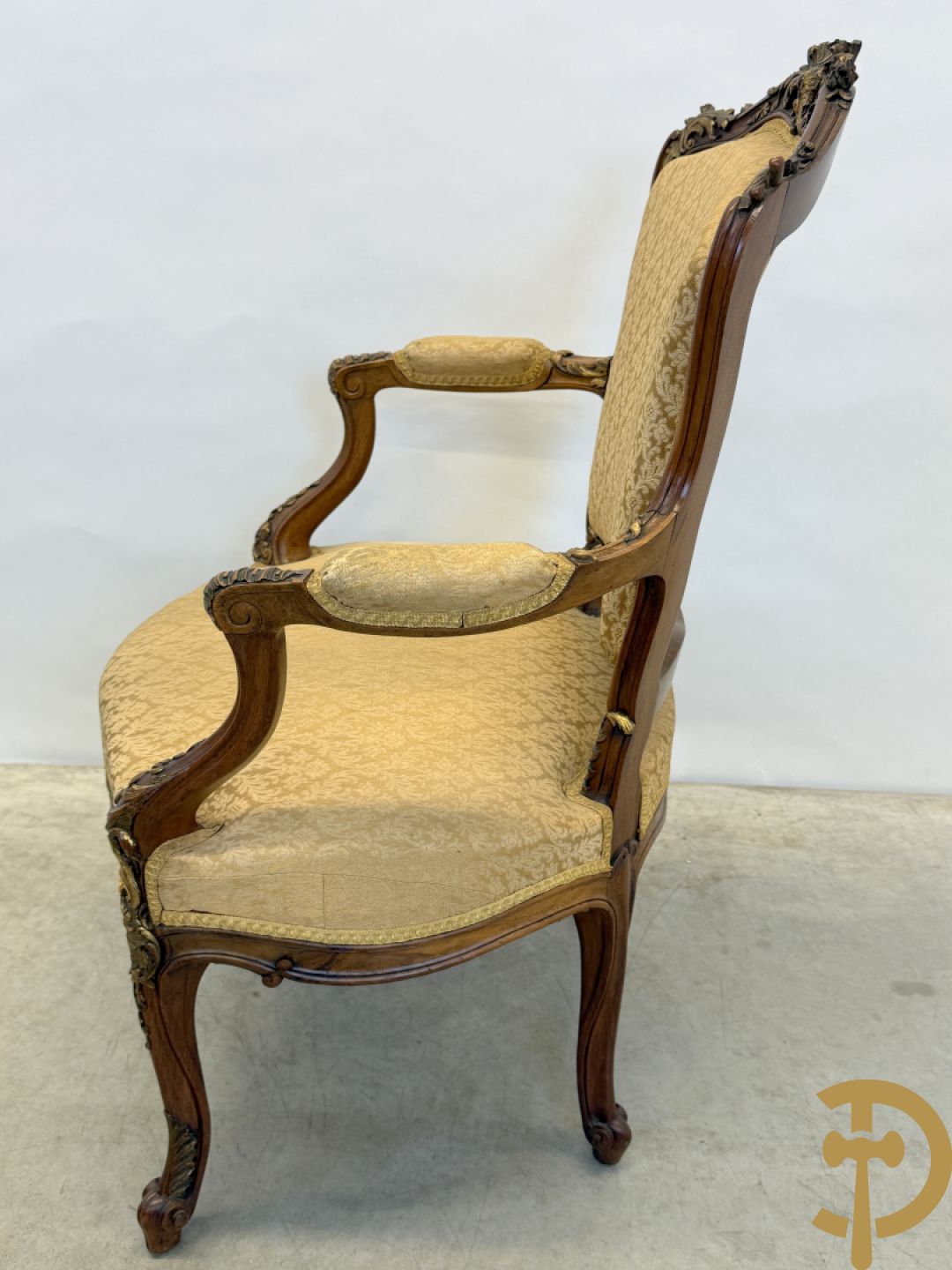 Notelaren Louis XV canapé en 2 armzetels met rocailles