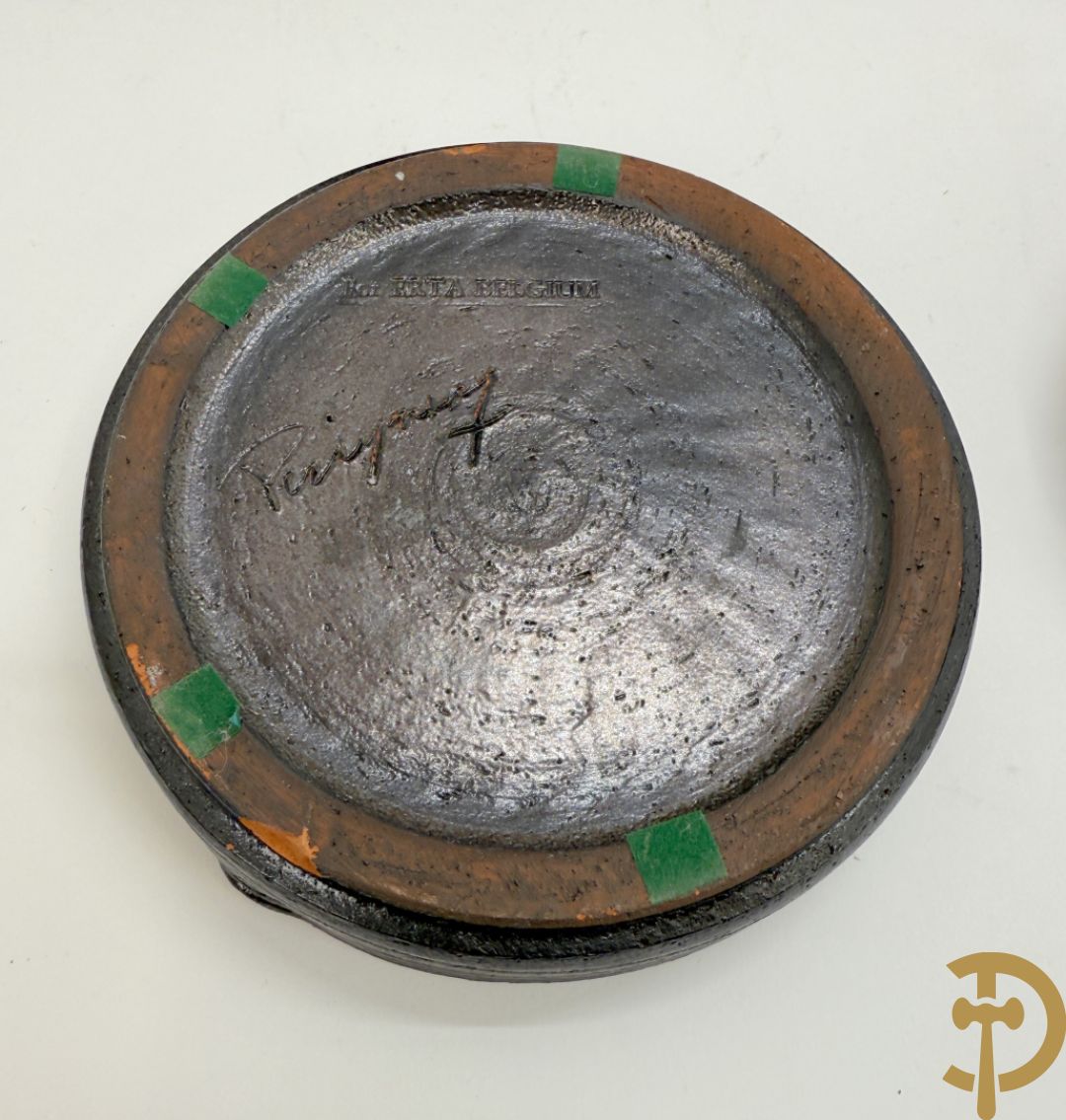 Vintage keramieken dekselpotiche van Amphora, schaal Perignem, Goud dekselpotiche, Flora Holland kaarsenhouder, zeepaard en vliegende heks