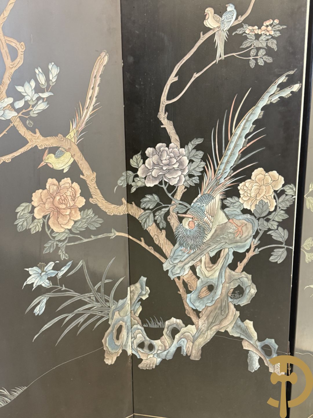 Vierdelige Chinese paravan met landschapsdecor