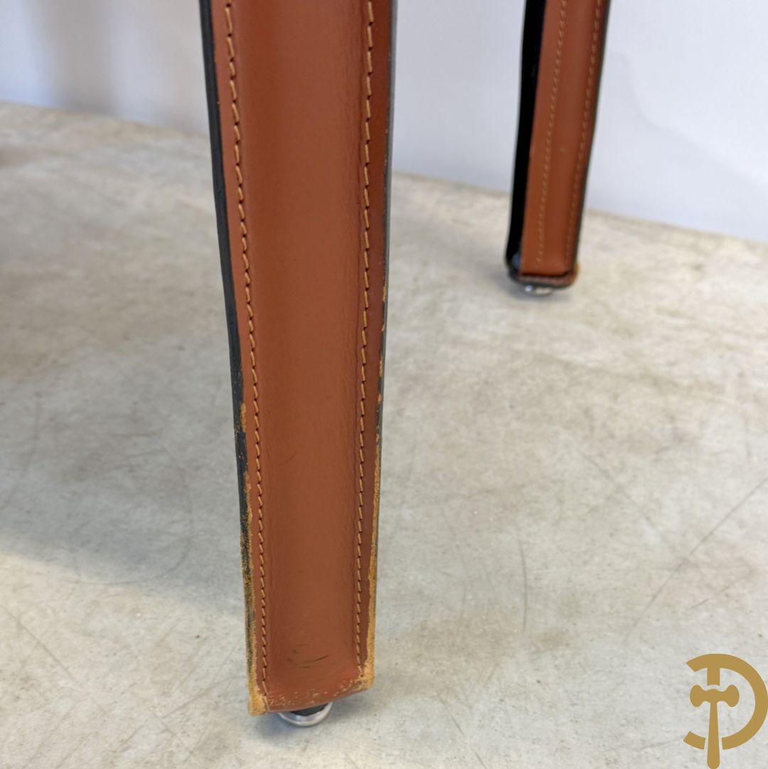 Zes lederen Cassina stoelen, 412 Cab Chairs, Mario Bellini