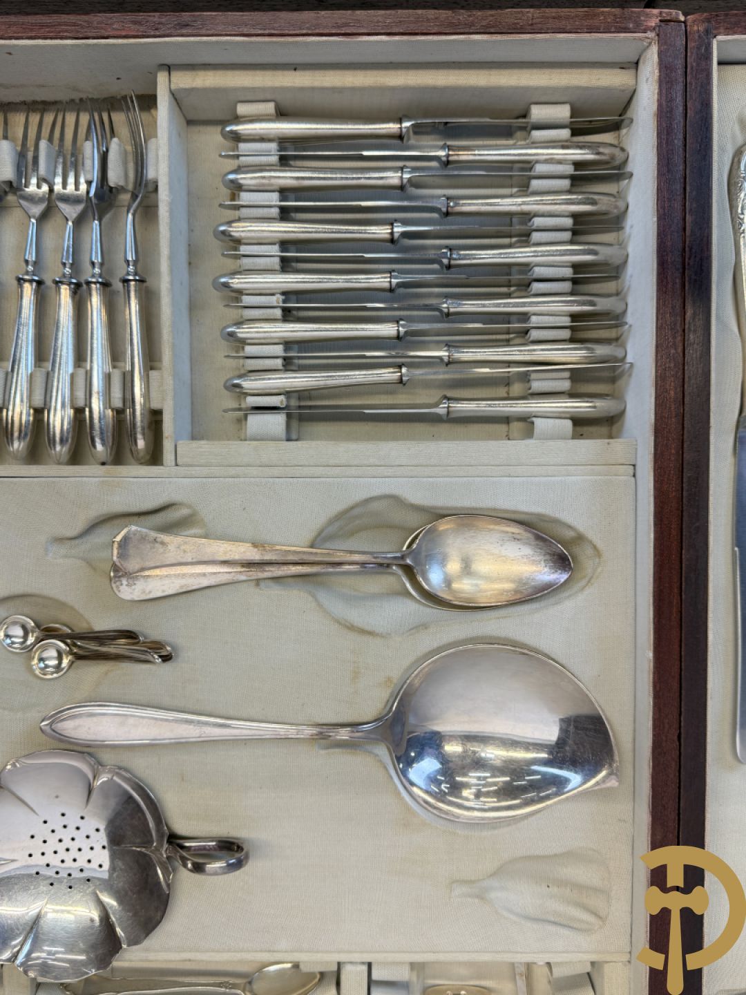 Art deco verzilverd bestek in koffer