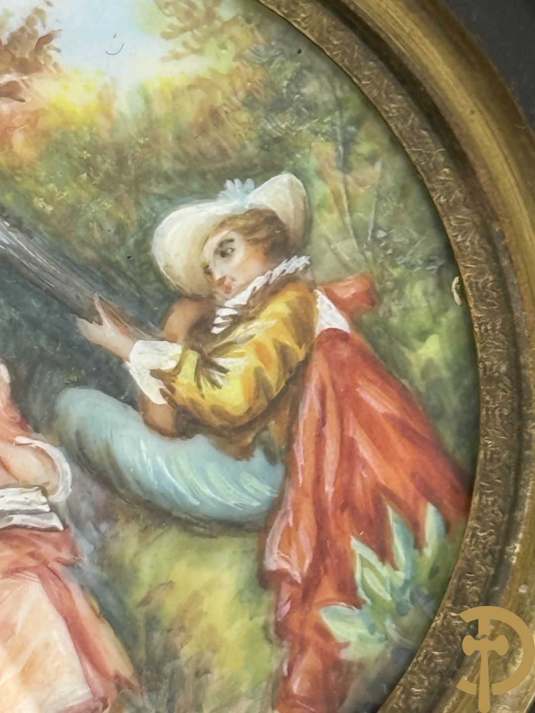 Vijf miniaturen met damersportretten en romantische scène, waarvan 4 getekend : de Roussely, Canova, Siluce ? en Domery ?