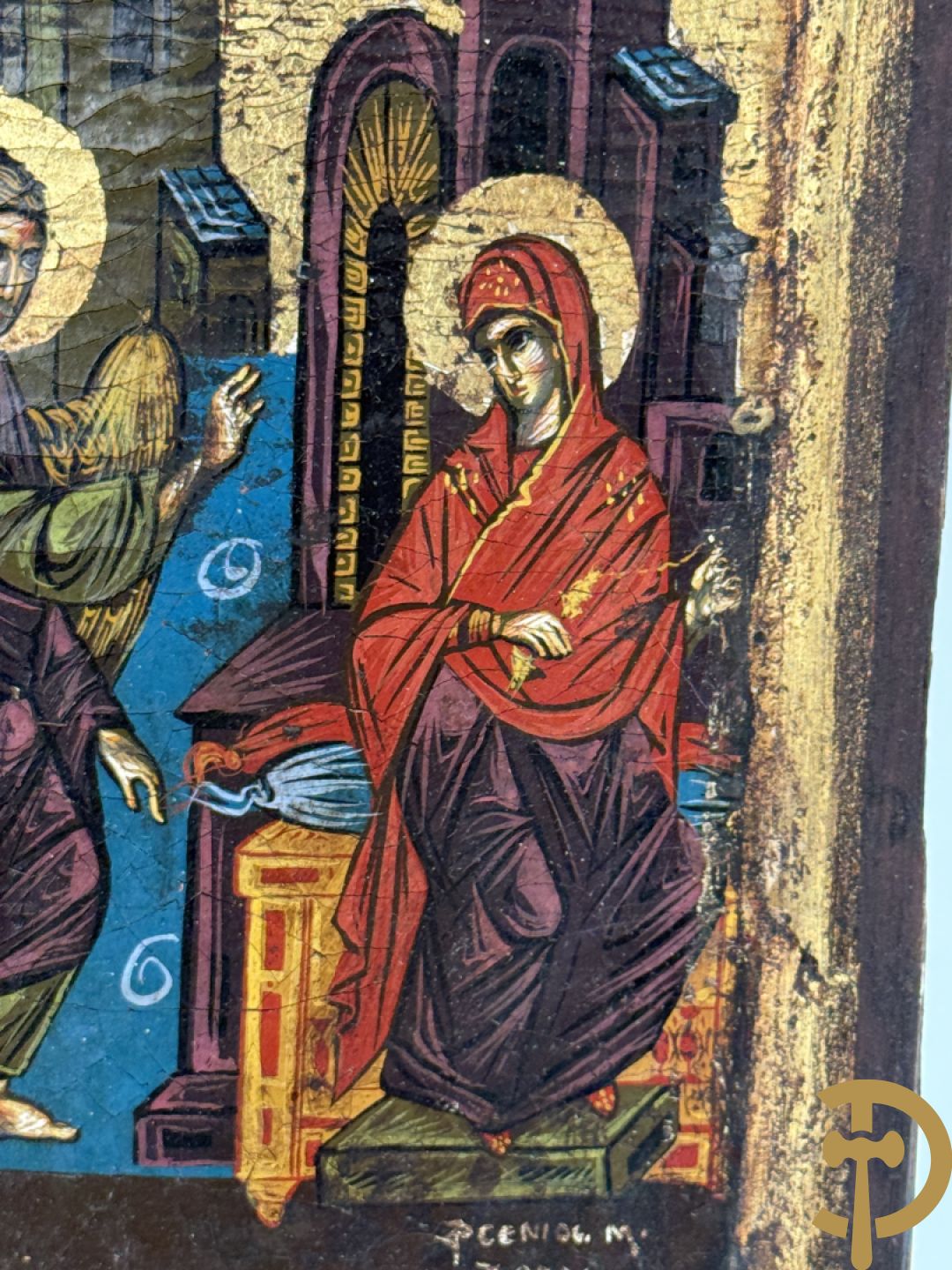 Ikoon met voorstelling van Madonna met kind + ikoon met voorstelling van engel Gabriël