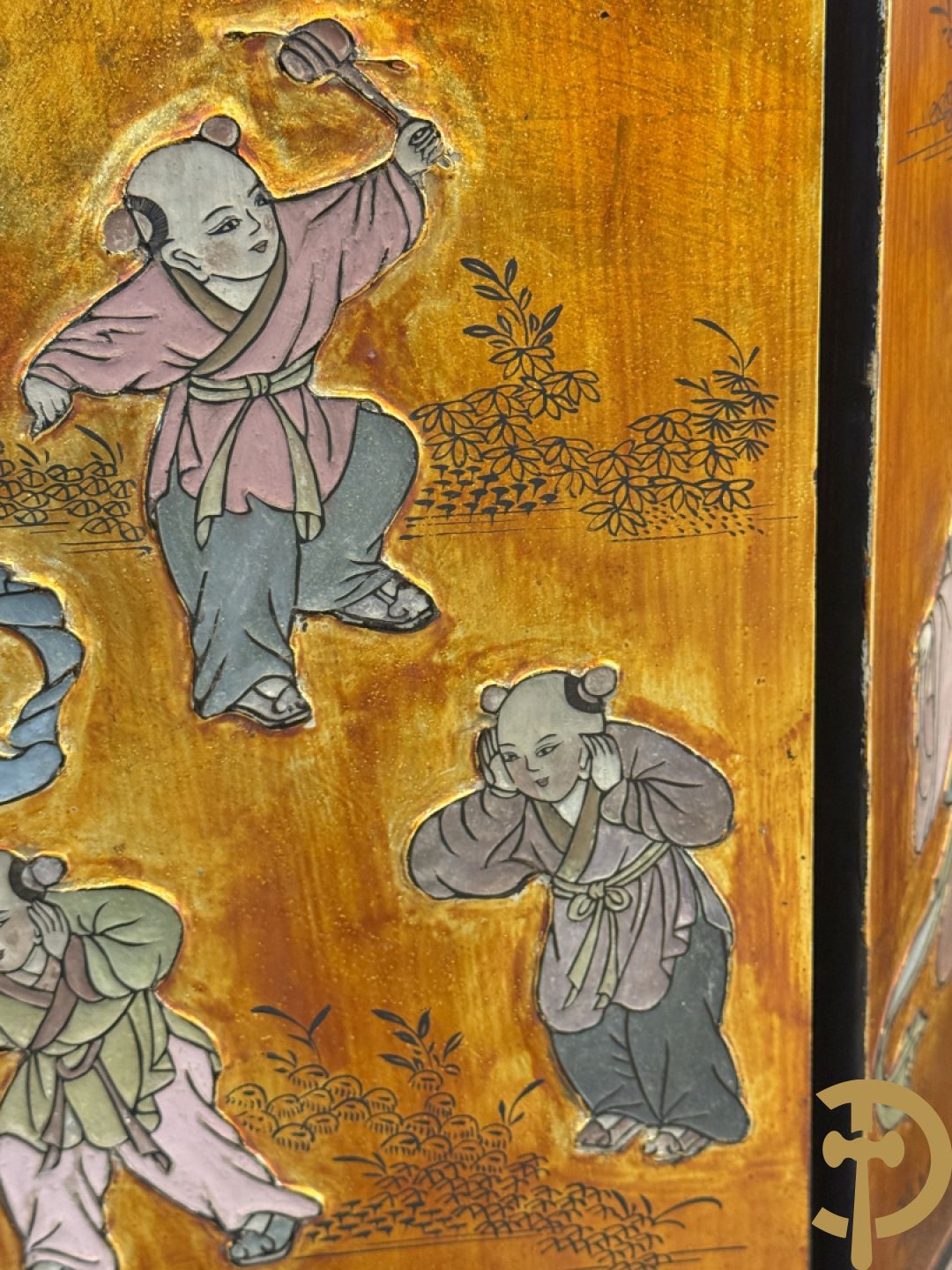 Vierdelige Chinese paravan met landschapsdecor