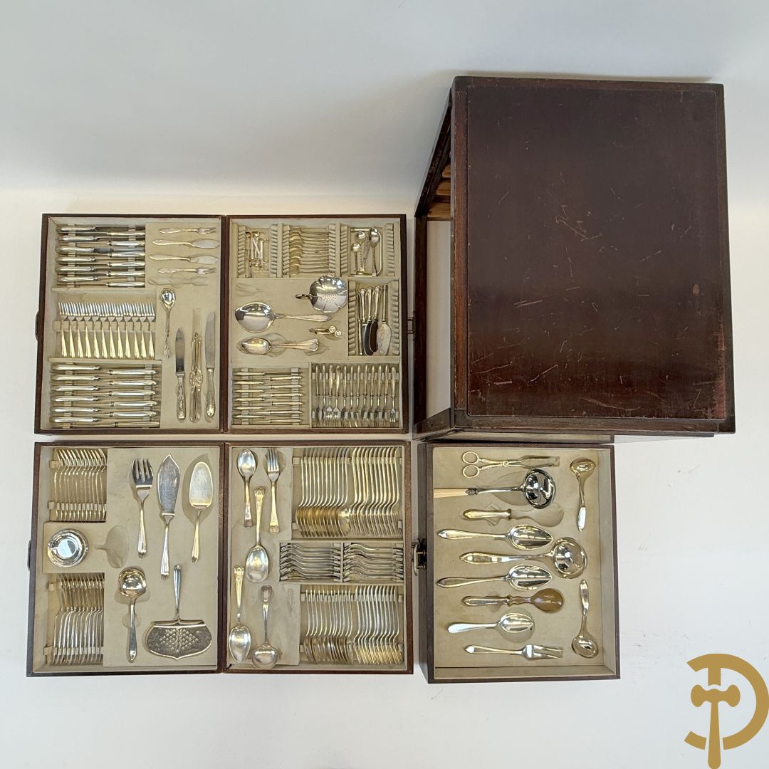 Art deco verzilverd bestek in koffer