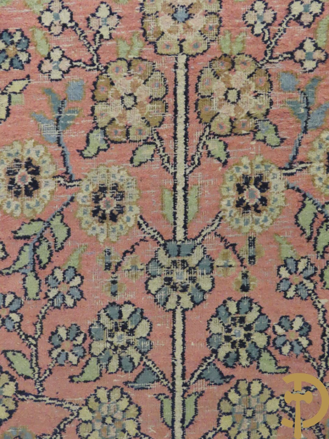 Oosters handgeknoopte loper zijde op katoen met amfoor en bloemenmotieven