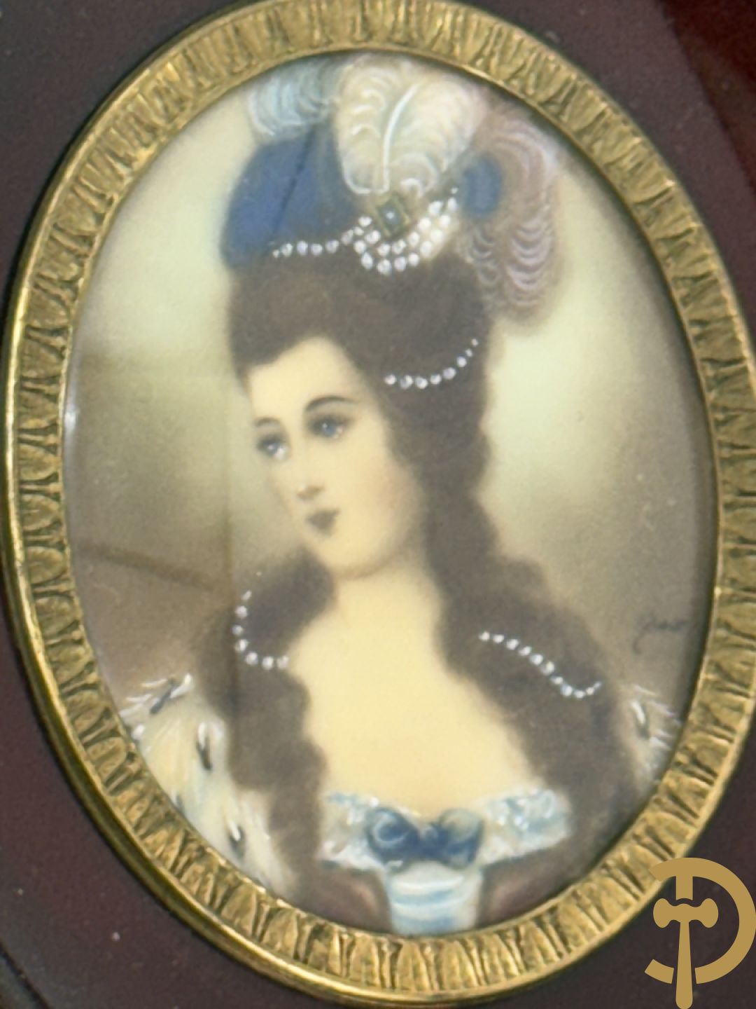 Vijf miniaturen met damersportretten en romantische scène, waarvan 4 getekend : de Roussely, Canova, Siluce ? en Domery ?