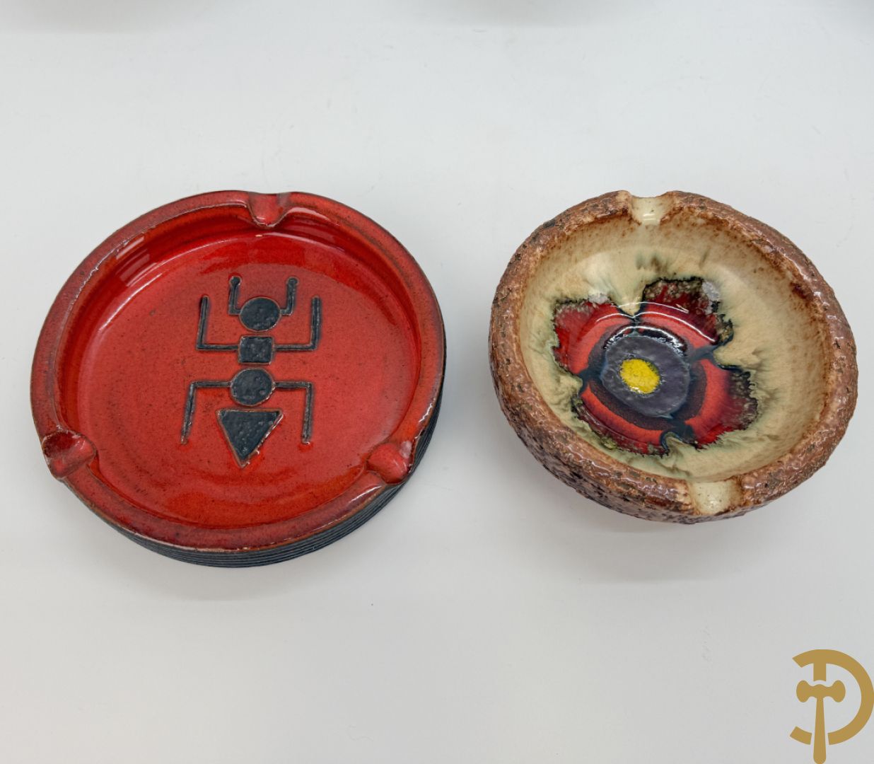 Vintage keramieken dekselpotiche van Amphora, schaal Perignem, Goud dekselpotiche, Flora Holland kaarsenhouder, zeepaard en vliegende heks