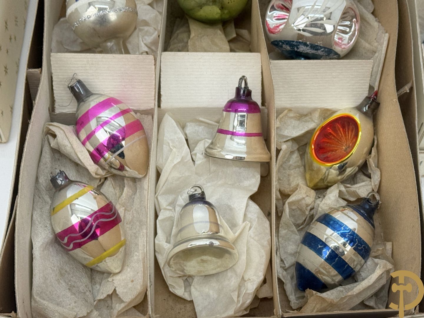 Antiek mondglazen kerstballen, Ajeko en pieken