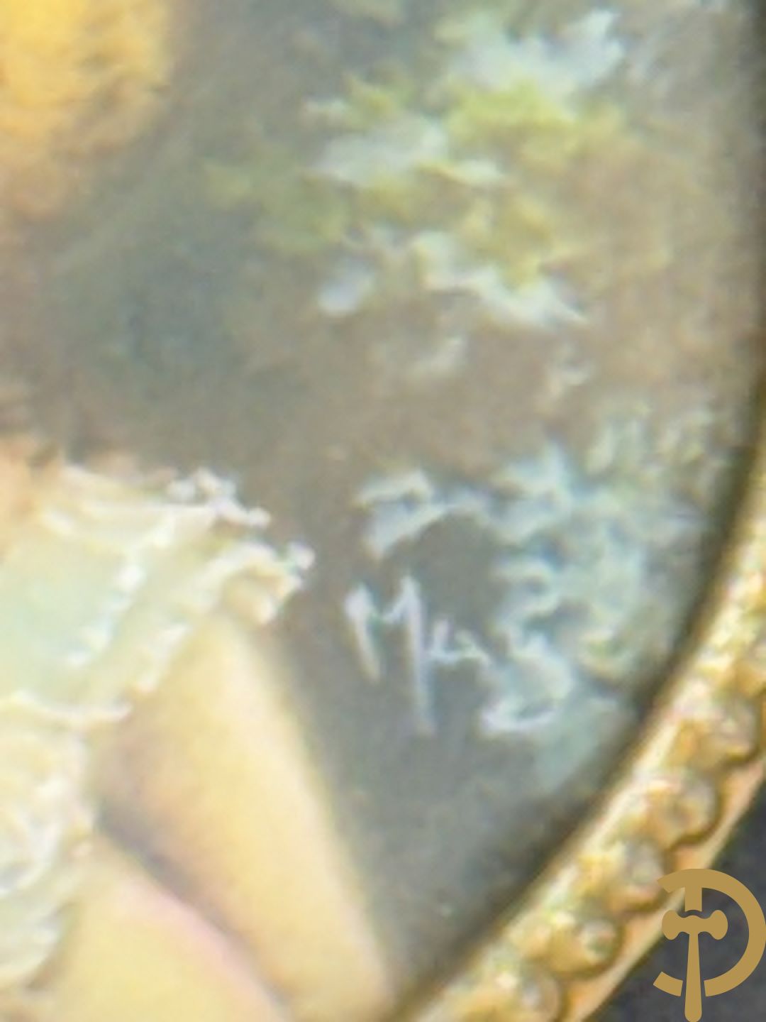 Vier handgekleurde miniaturen met romantische scènes en edeldames