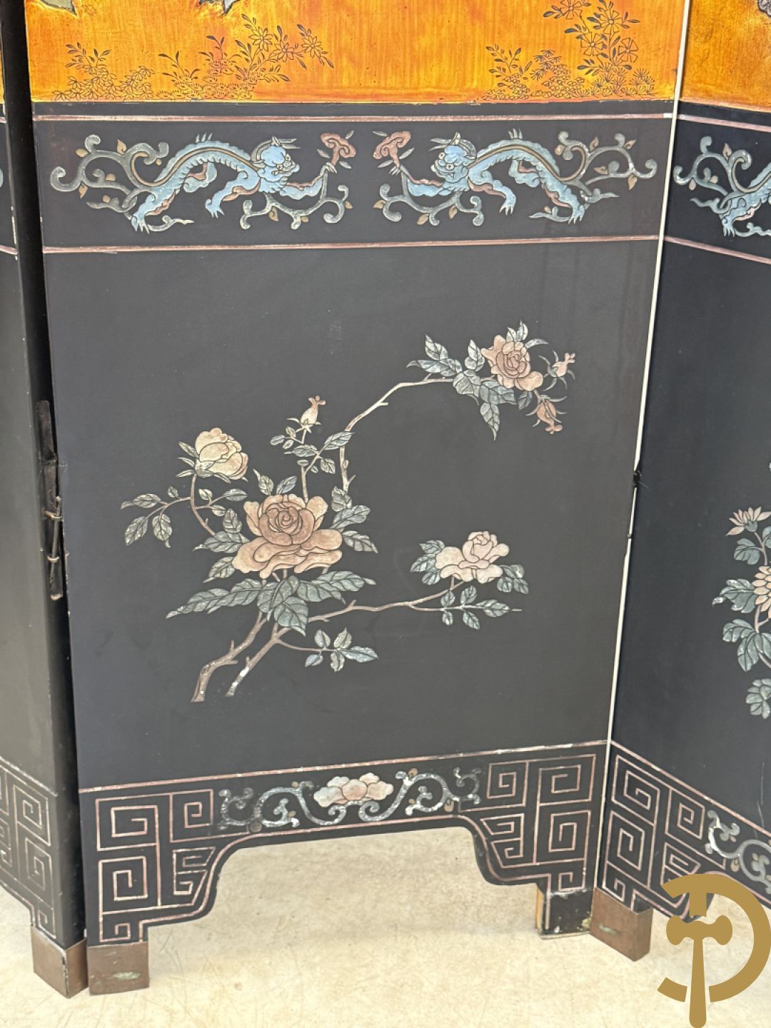 Vierdelige Chinese paravan met landschapsdecor