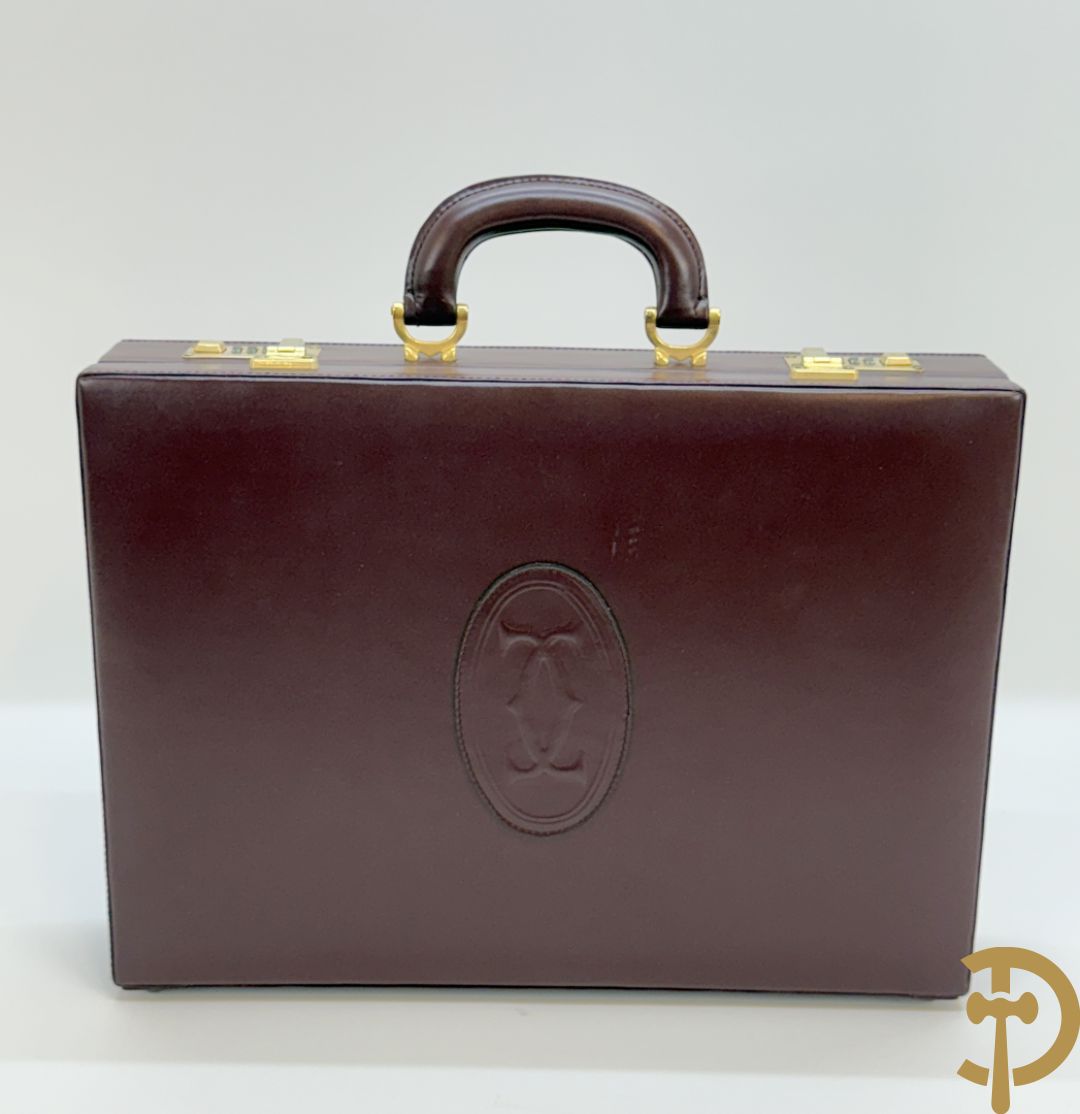 Bordeaux lederen aktentas Cartier + handtas Cartier