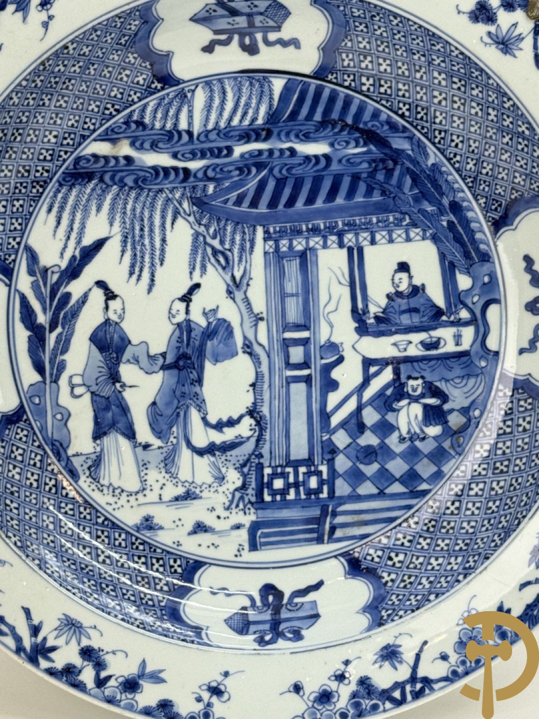 Chinese blauw/wit porseleinen schotel 