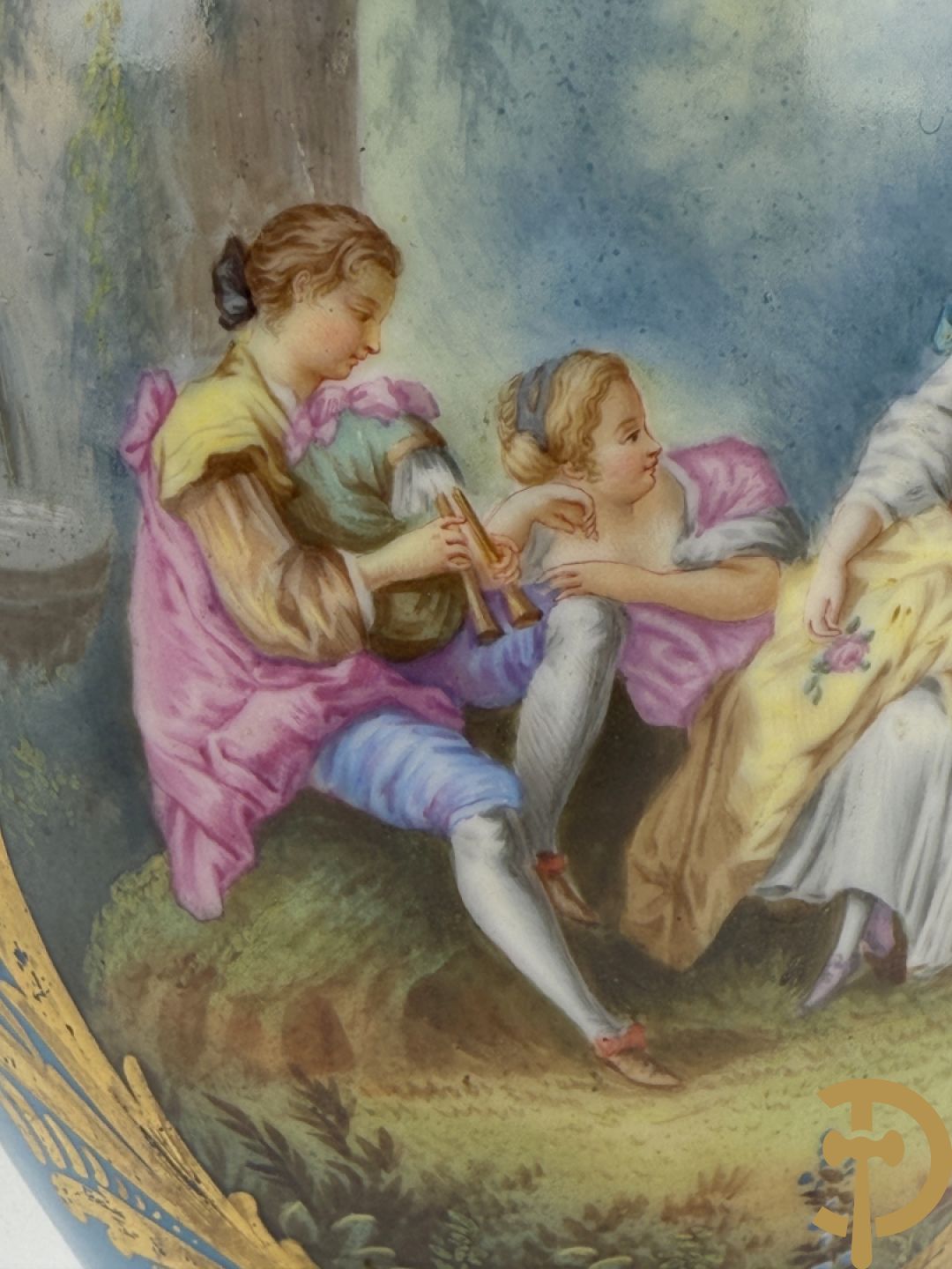 Driedelige bronzen Franse garnituur bezet met cupido