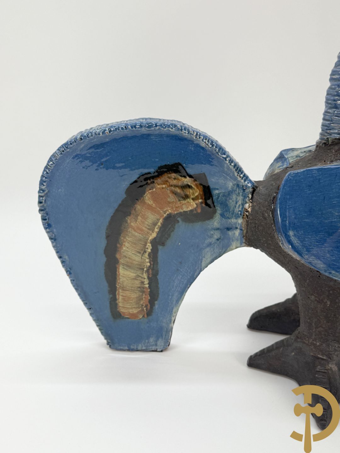 POUCHAIN Dominique getekend - Twee gekleurde keramieken hanen