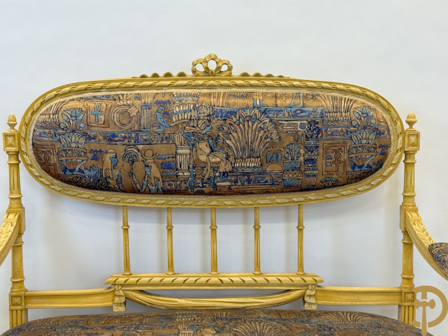 Vijfdelig gepolychromeerd Louis XVI salonensemble bestaande uit canapé, 2 fauteuils en 2 stoelen