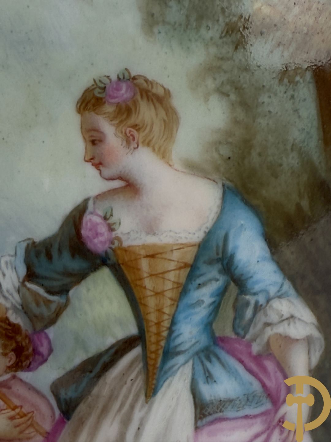 Driedelige bronzen Franse garnituur bezet met cupido