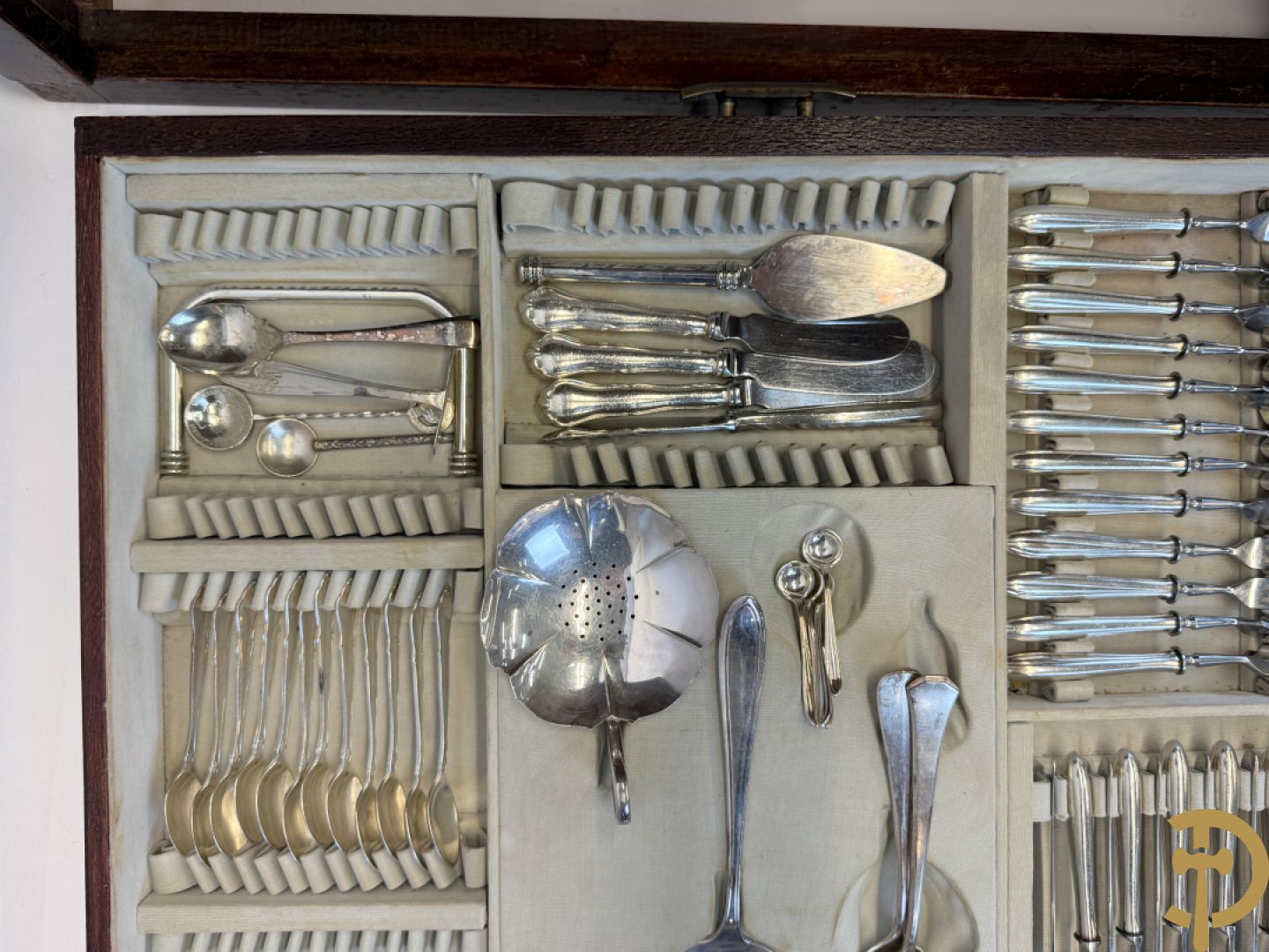 Art deco verzilverd bestek in koffer