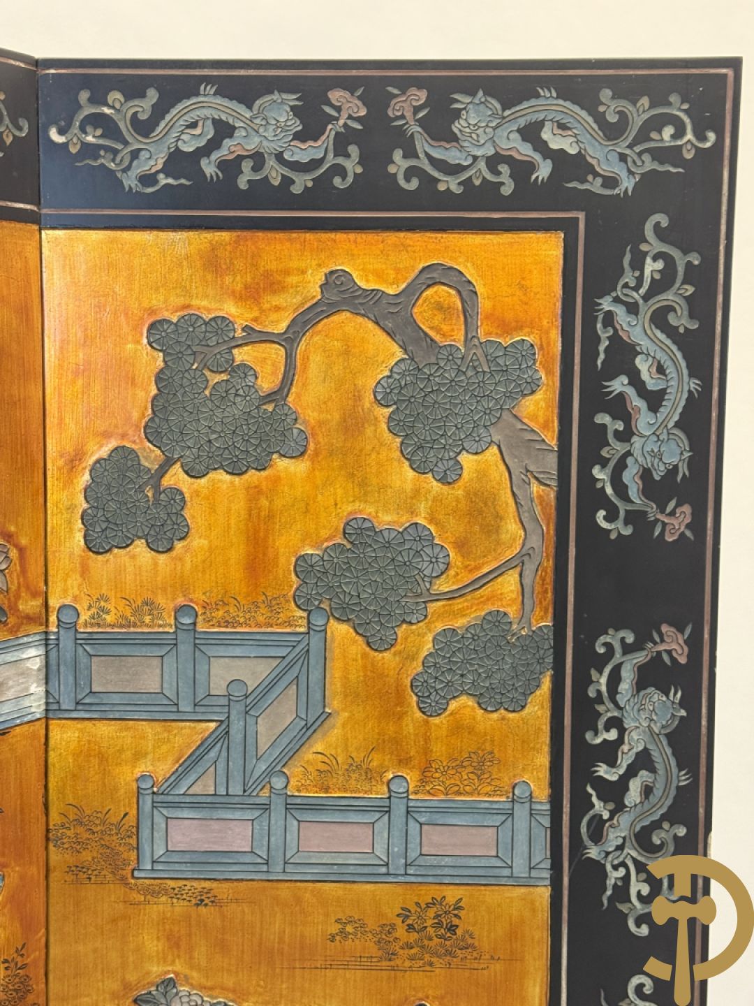 Vierdelige Chinese paravan met landschapsdecor