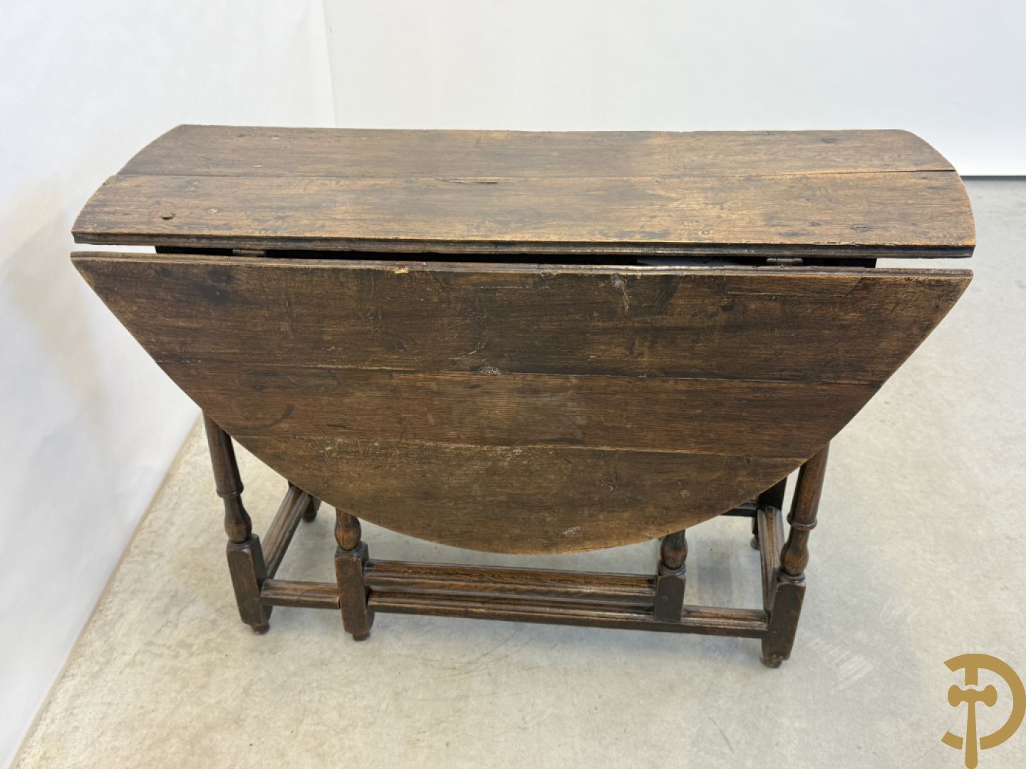 Massief eiken Engelse openklapbare gatelegg tafel met lade