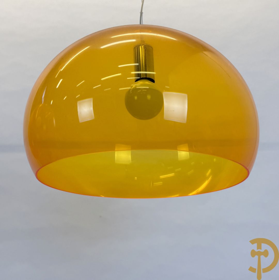 Paar vintage oranje plexi plafondlampen, Kartell, design Ferruccio-Laviani