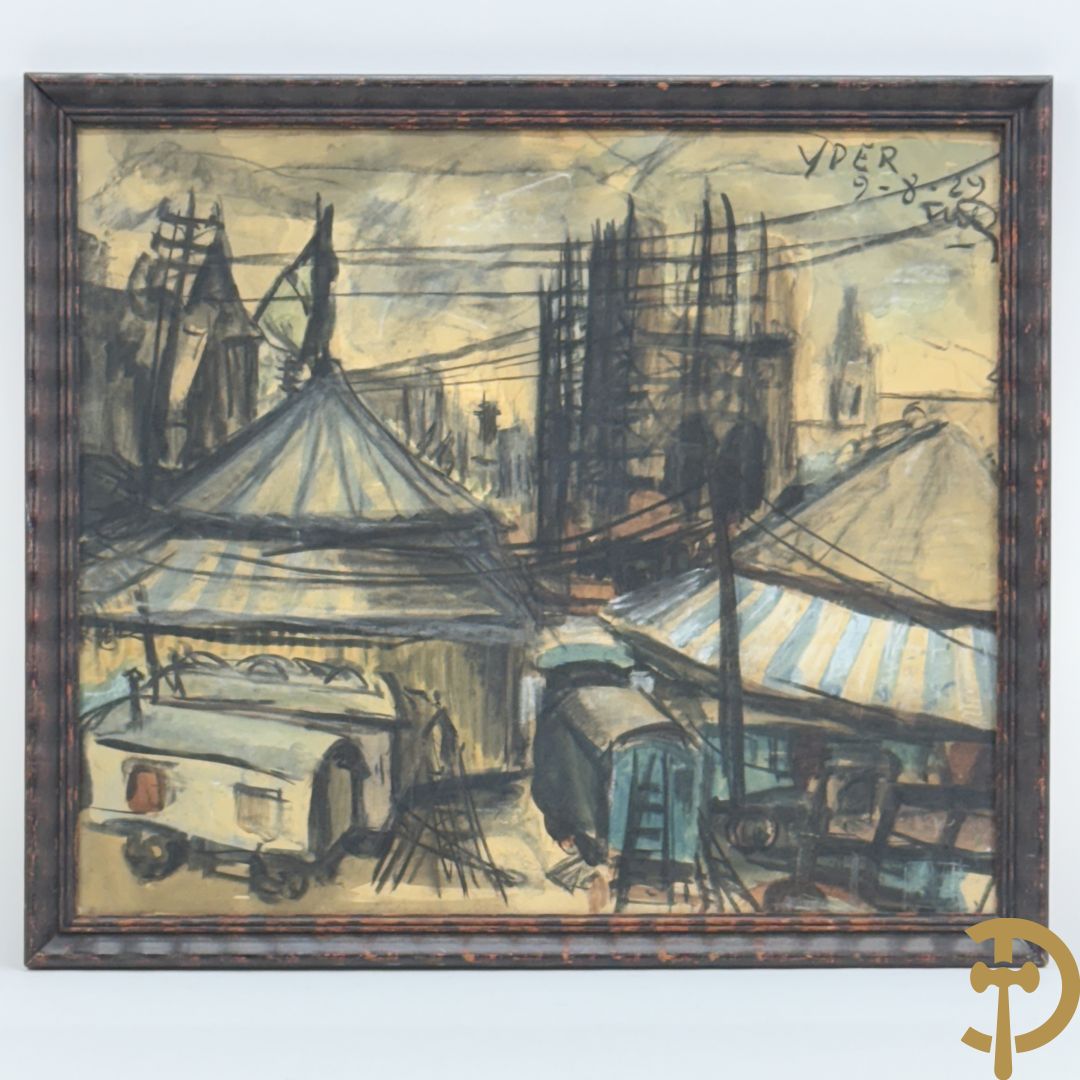 Onleesbaar getekend met monogram rechts boven Yper 9-8-29 