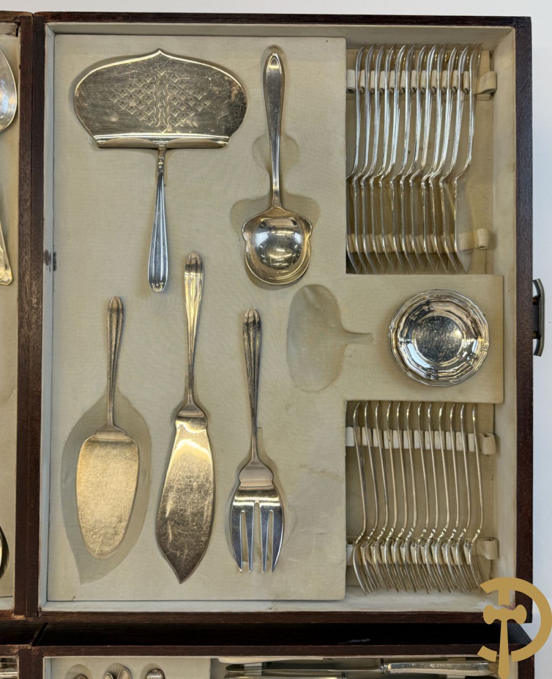 Art deco verzilverd bestek in koffer