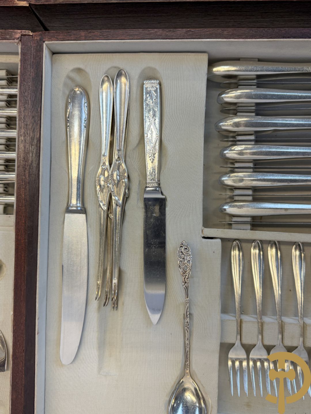 Art deco verzilverd bestek in koffer