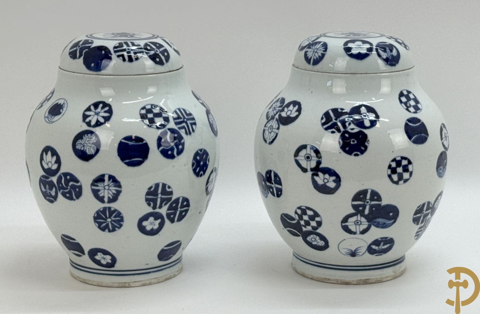 Paar blauw/witte Chinese gemberpotten