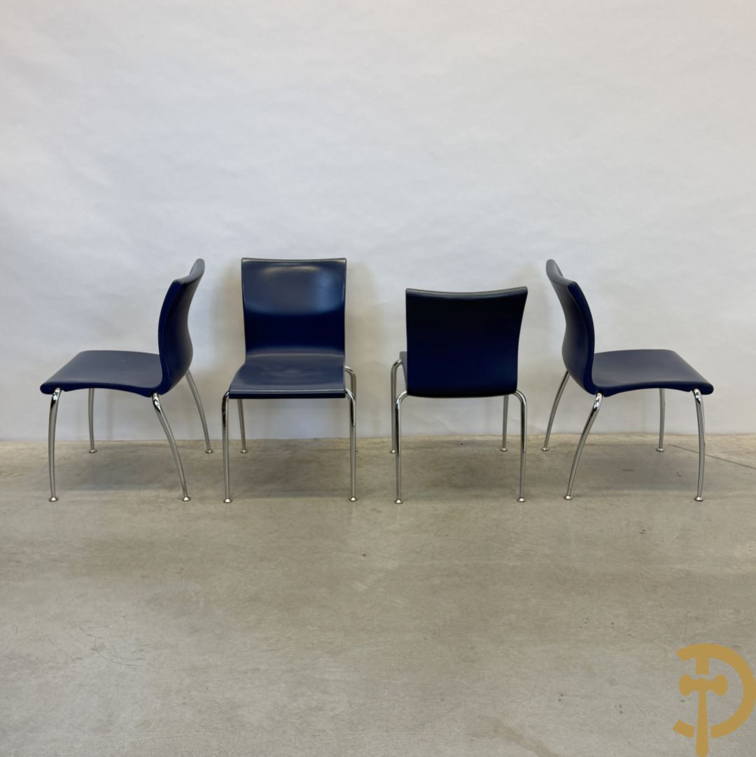 Set van vier vintage stoelen op chromé poten, Weisner Hager 