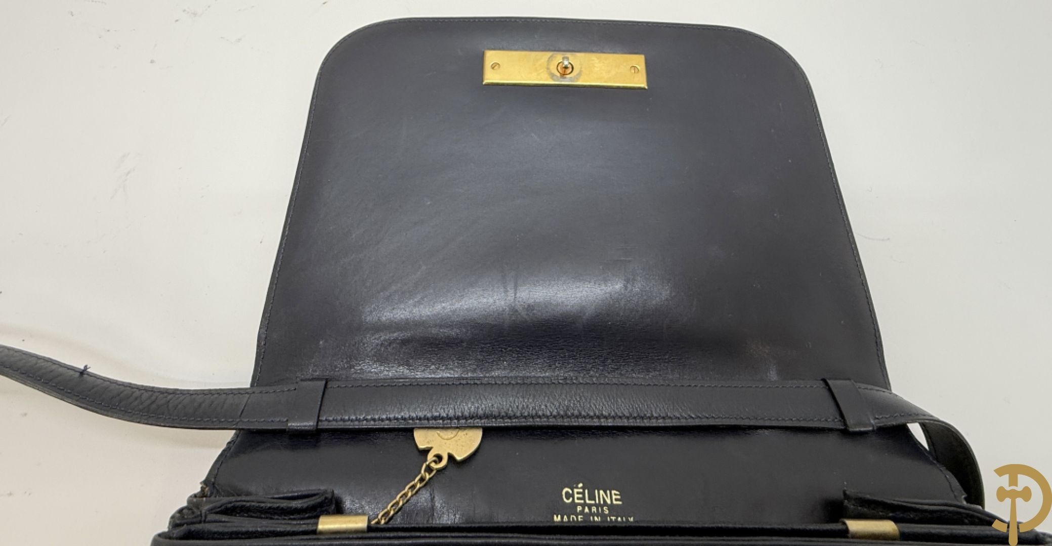 Blauw lederen vintage handtas van Celine