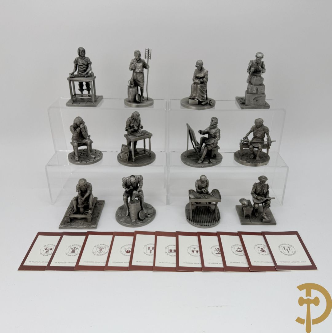 Twaalf tinnen ambachten, gestempeld van Franklin Mint
