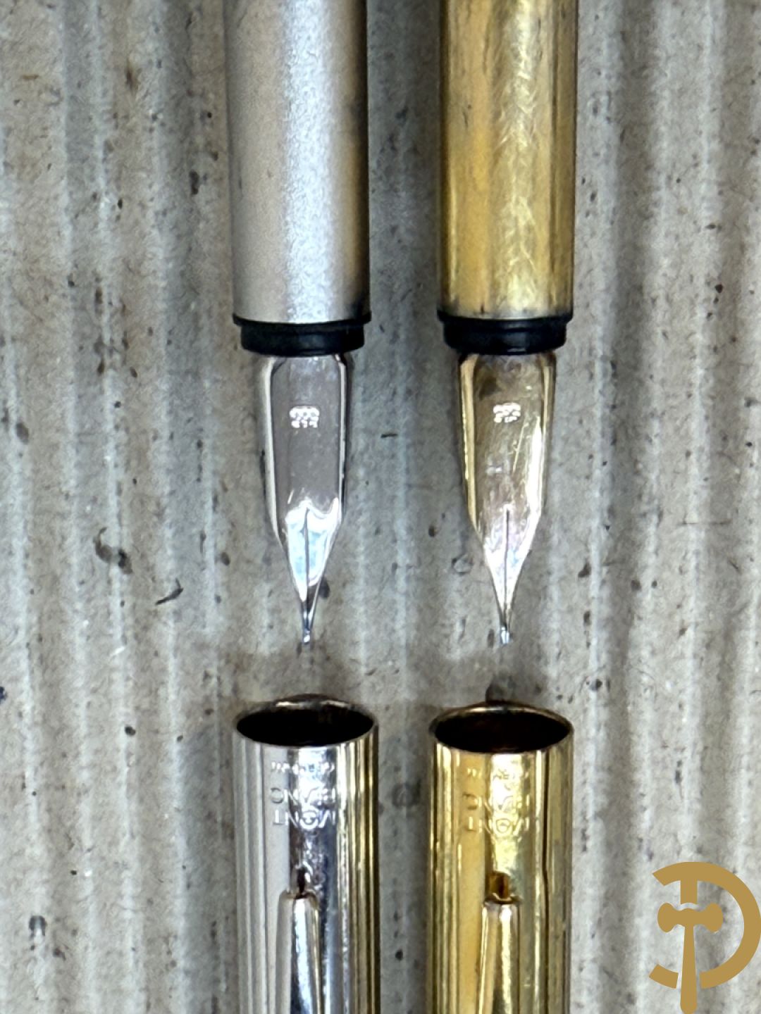 Vergulde en verzilverde vulpen Mont Blanc, met gemerkte pen