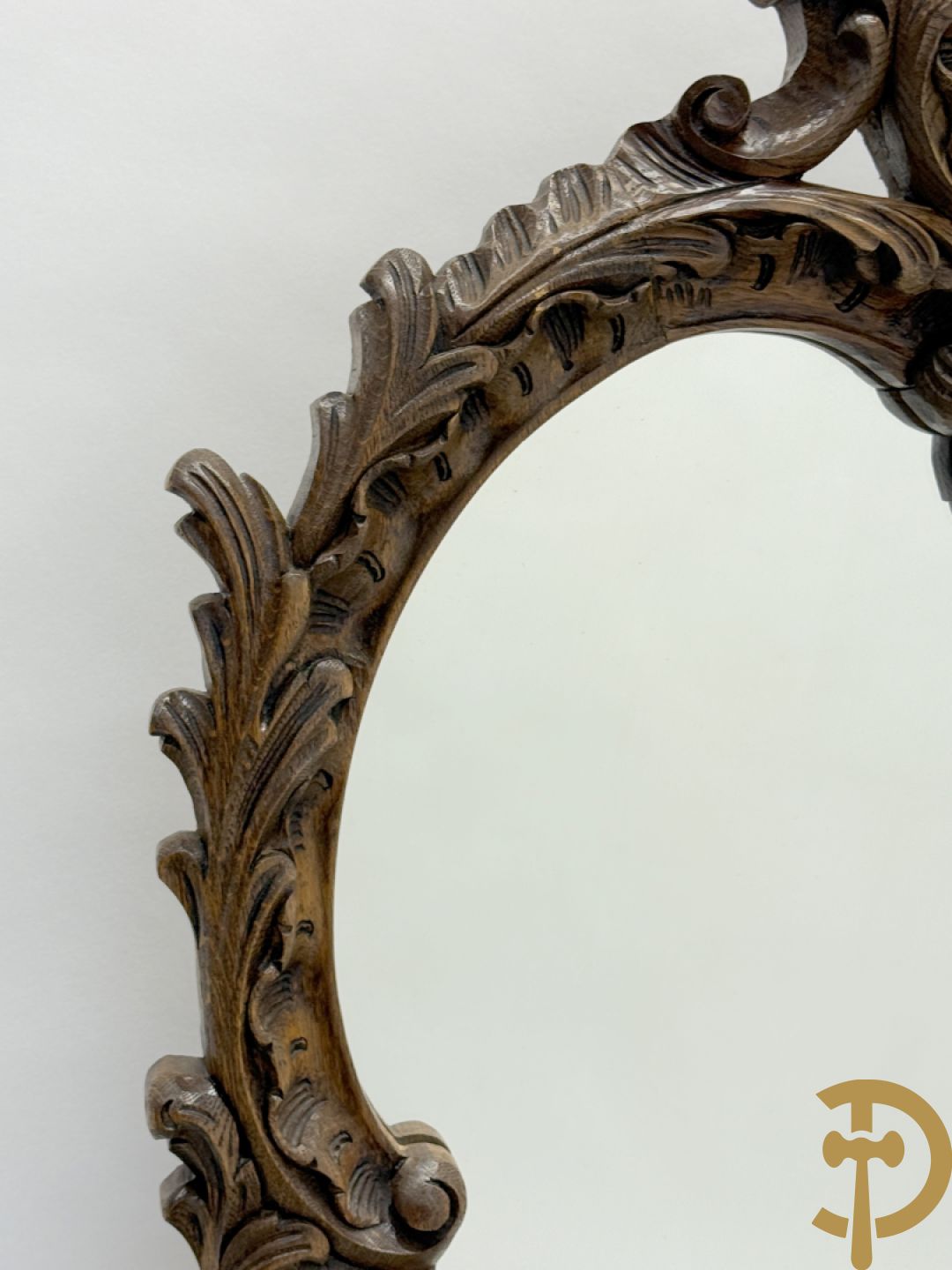 Eiken Louis XV spiegel met rocailles bezet