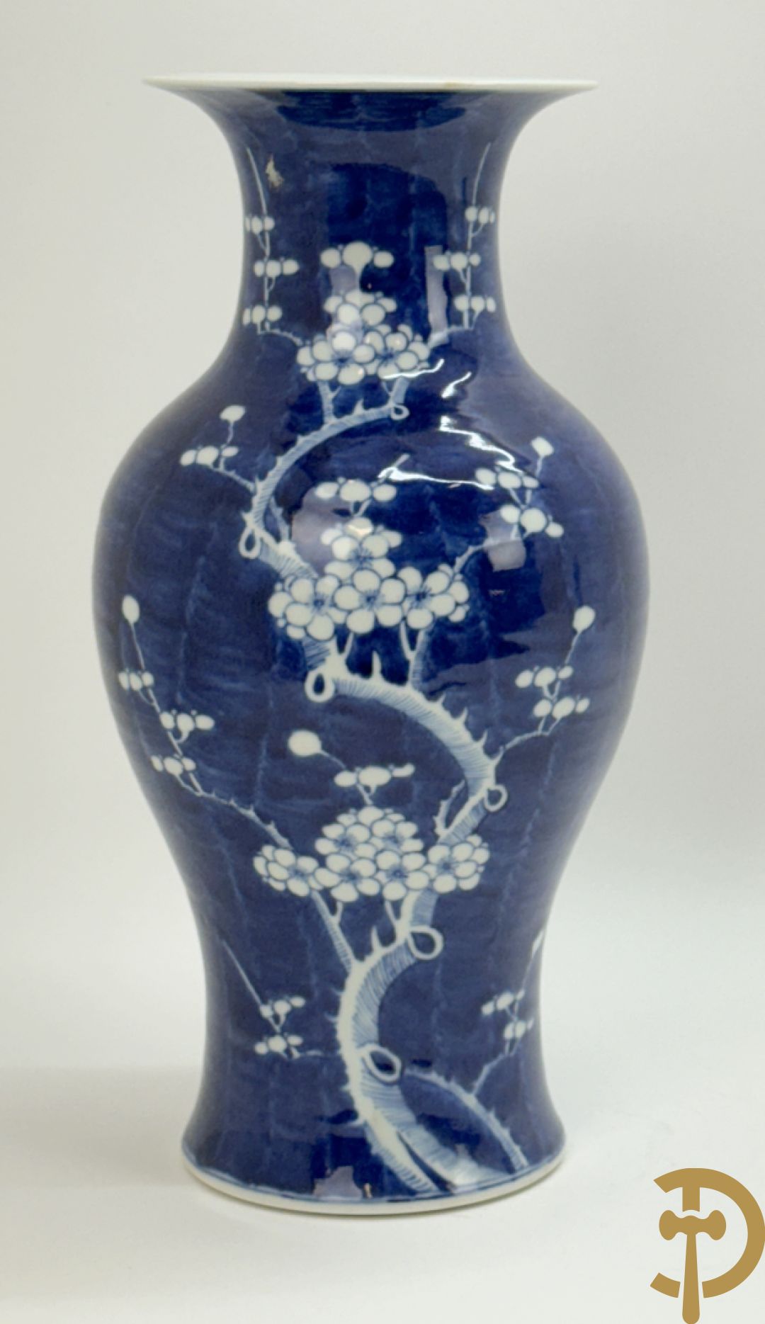 Chinese porseleinen blauw/wit vaas met decor van bloemen op tak