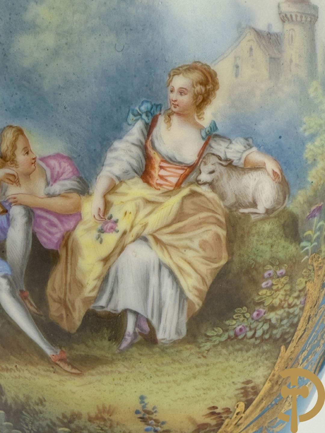 Driedelige bronzen Franse garnituur bezet met cupido