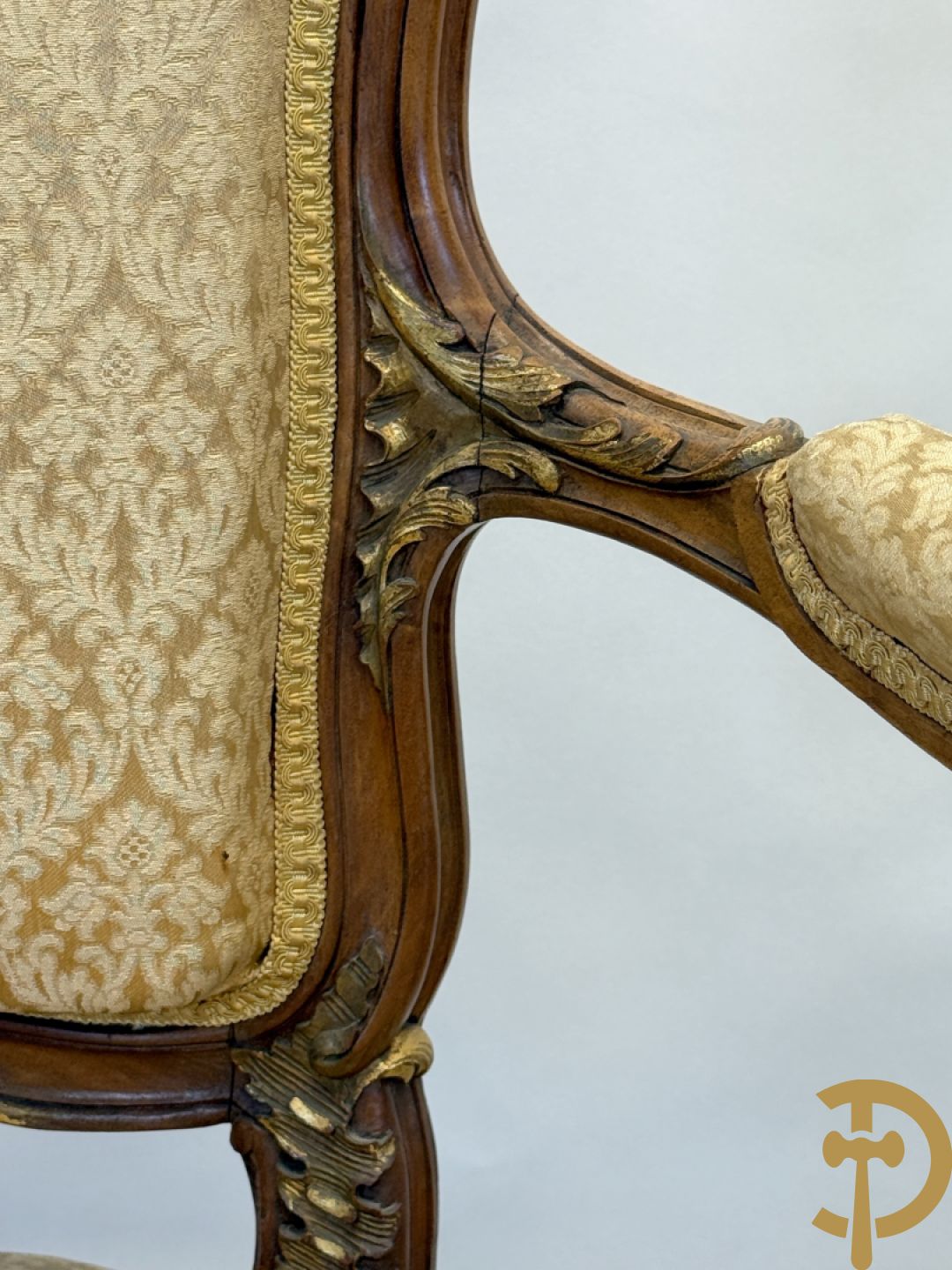 Notelaren Louis XV canapé en 2 armzetels met rocailles