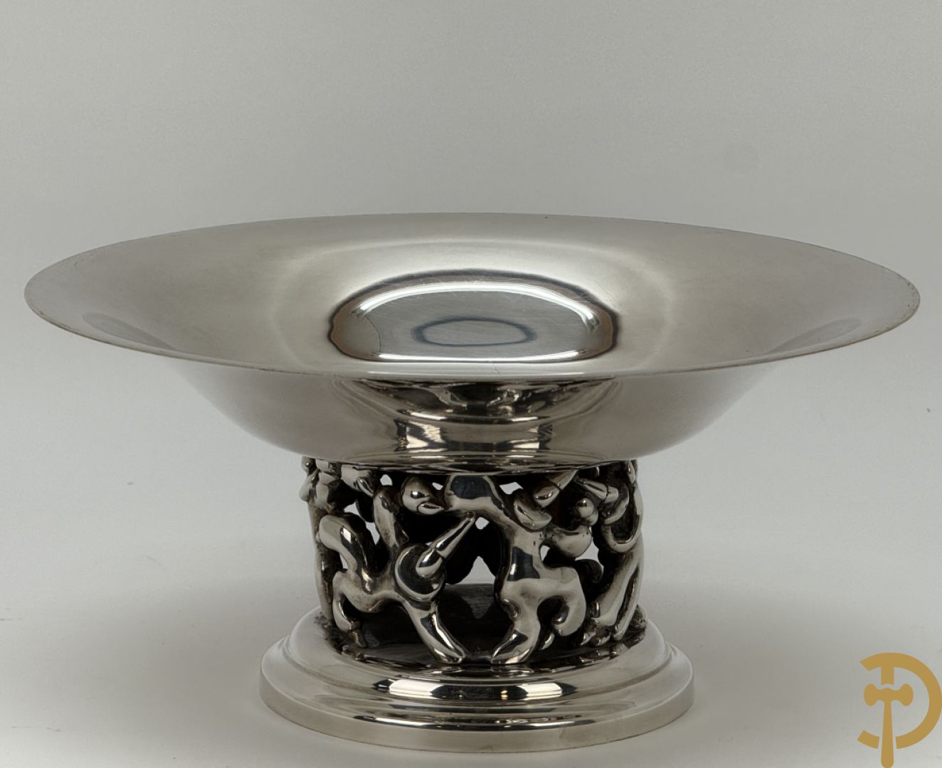 Verzilverde siercoupe, ontwerper Jean Boggio pour Roux-Marquiand - met bijhorende doos