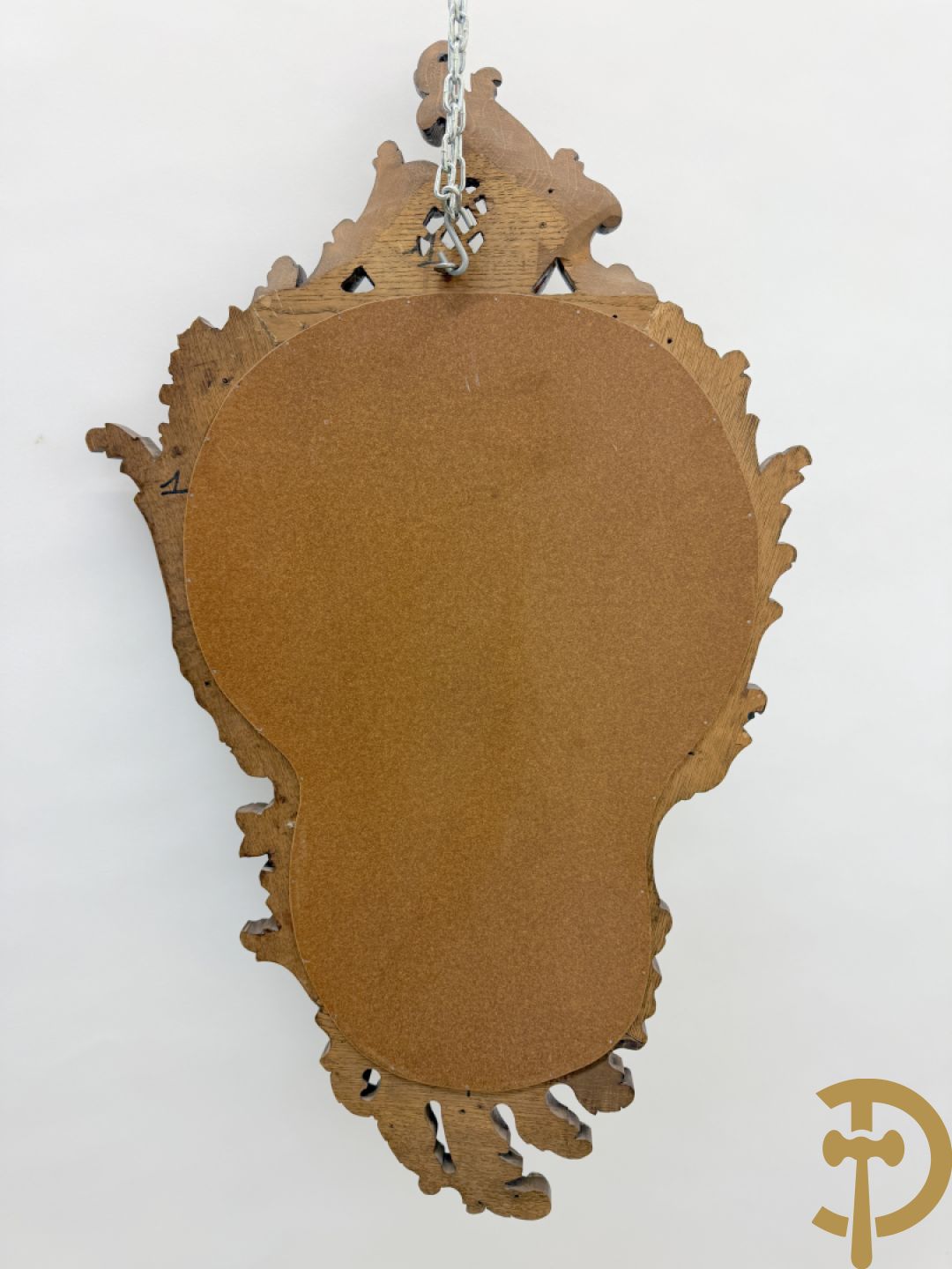 Eiken Louis XV spiegel met rocailles bezet