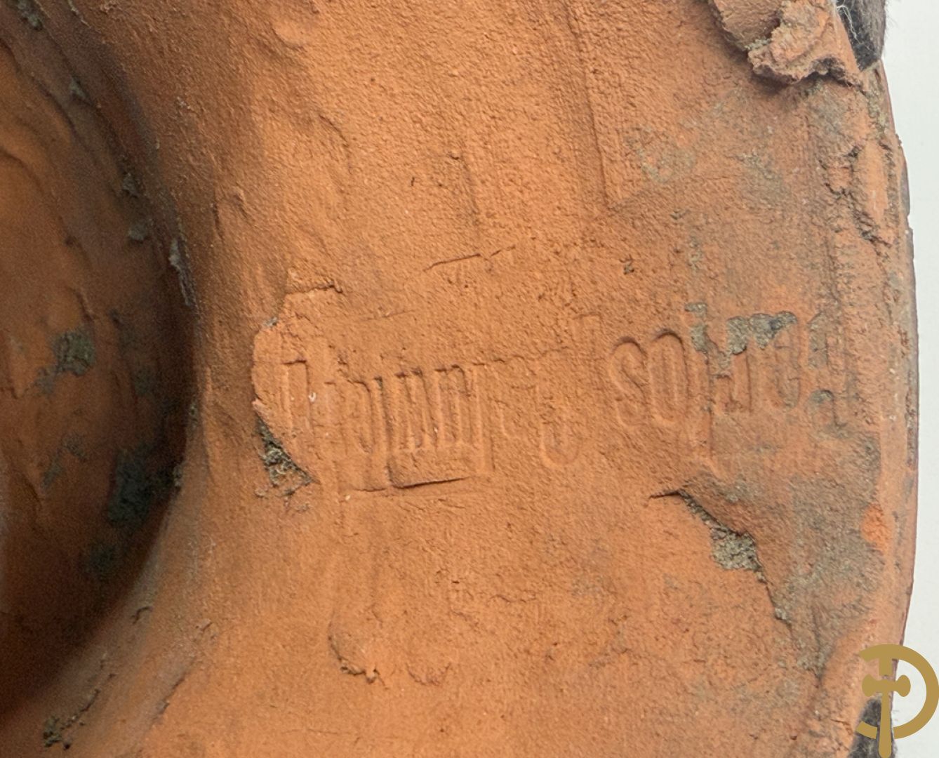 CALUWIER Carlos gestempeld binnenin, paar keramieken hoofden + Handbeschilderde ovale schotel van Caluwier Carlos