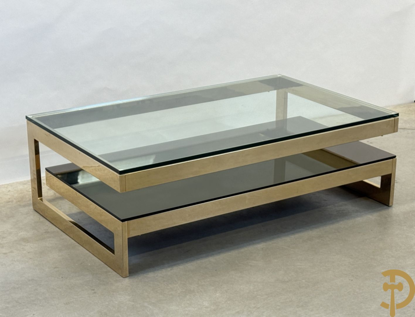 Koperen Belgochrome salontafel, G-form