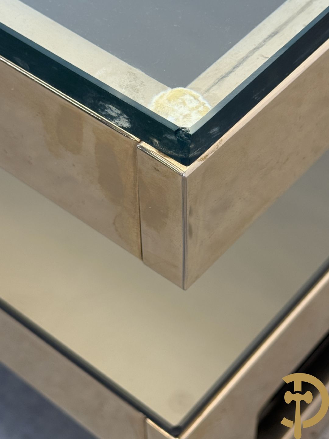 Koperen Belgochrome salontafel, G-form